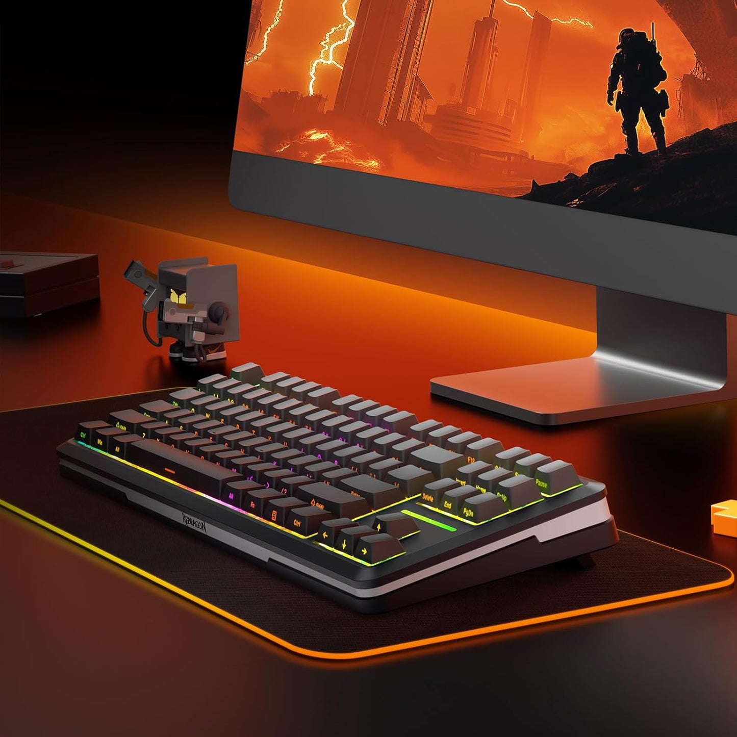 Wireless Mechanical Keyboard,3-Modes Bluetooth Gasket Hot Swappable TKL RGB Custom Keyboard,Pre-Lubed Switches,Side Printed PBT Gradient Keycaps, South-Facing Leds Socket