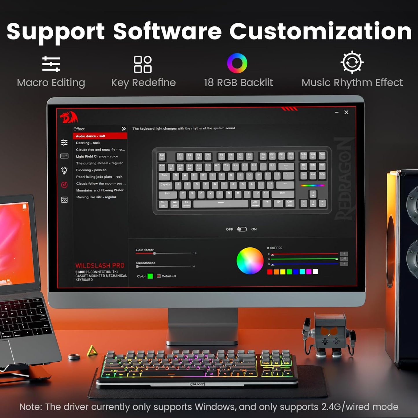 Wireless Mechanical Keyboard,3-Modes Bluetooth Gasket Hot Swappable TKL RGB Custom Keyboard,Pre-Lubed Switches,Side Printed PBT Gradient Keycaps, South-Facing Leds Socket